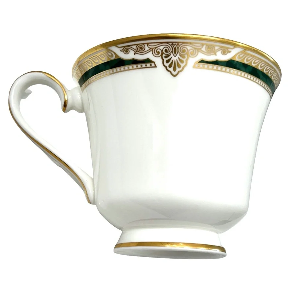 ROYAL DOULTON FORSYTH SET OF 3 FOOTED BONE CHINA CUPS & SAUCERS